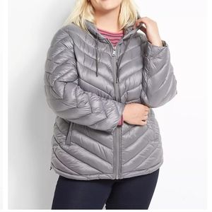 Gray Lane Bryant Packable Puffer Coat Size 14/16